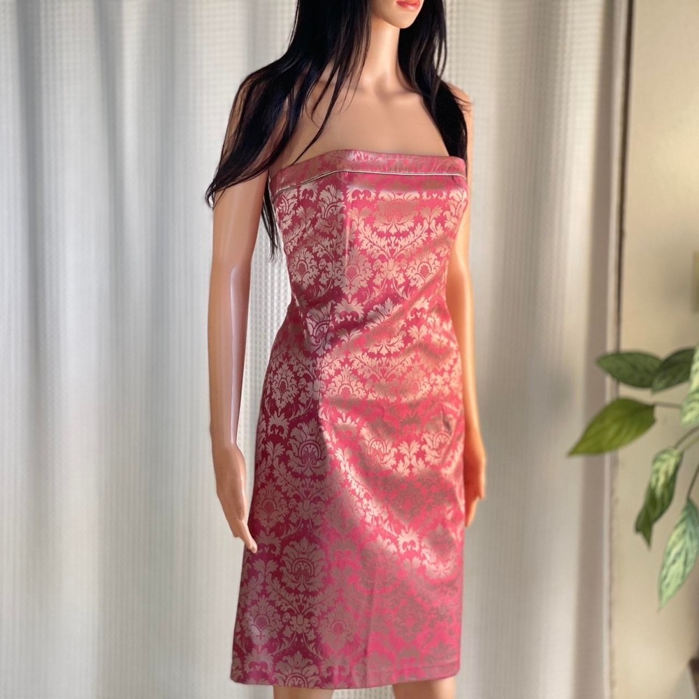 Vintage Y2K LAUNDRY by Shelli Segal Pink Damask‎ Dress Romantic Coquette Size 0